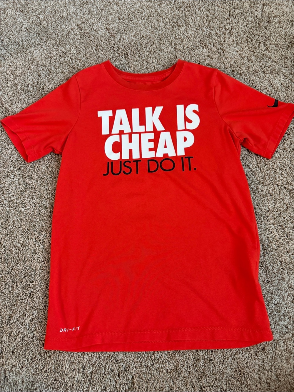 Nike Red Orange Short-Sleeve 'Talk Is Cheap' Graphic Tee